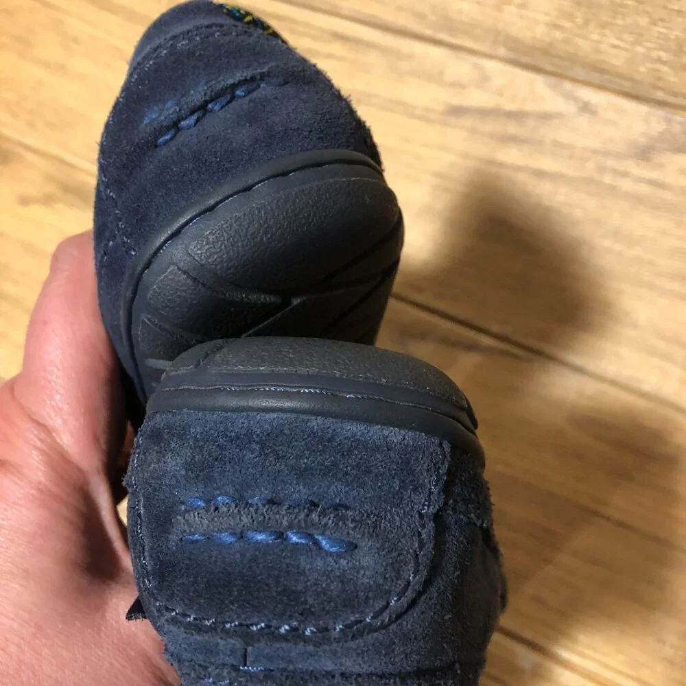 LL Bean boy blue suede leather slippers with sheepskin insoles, Assumed size 5